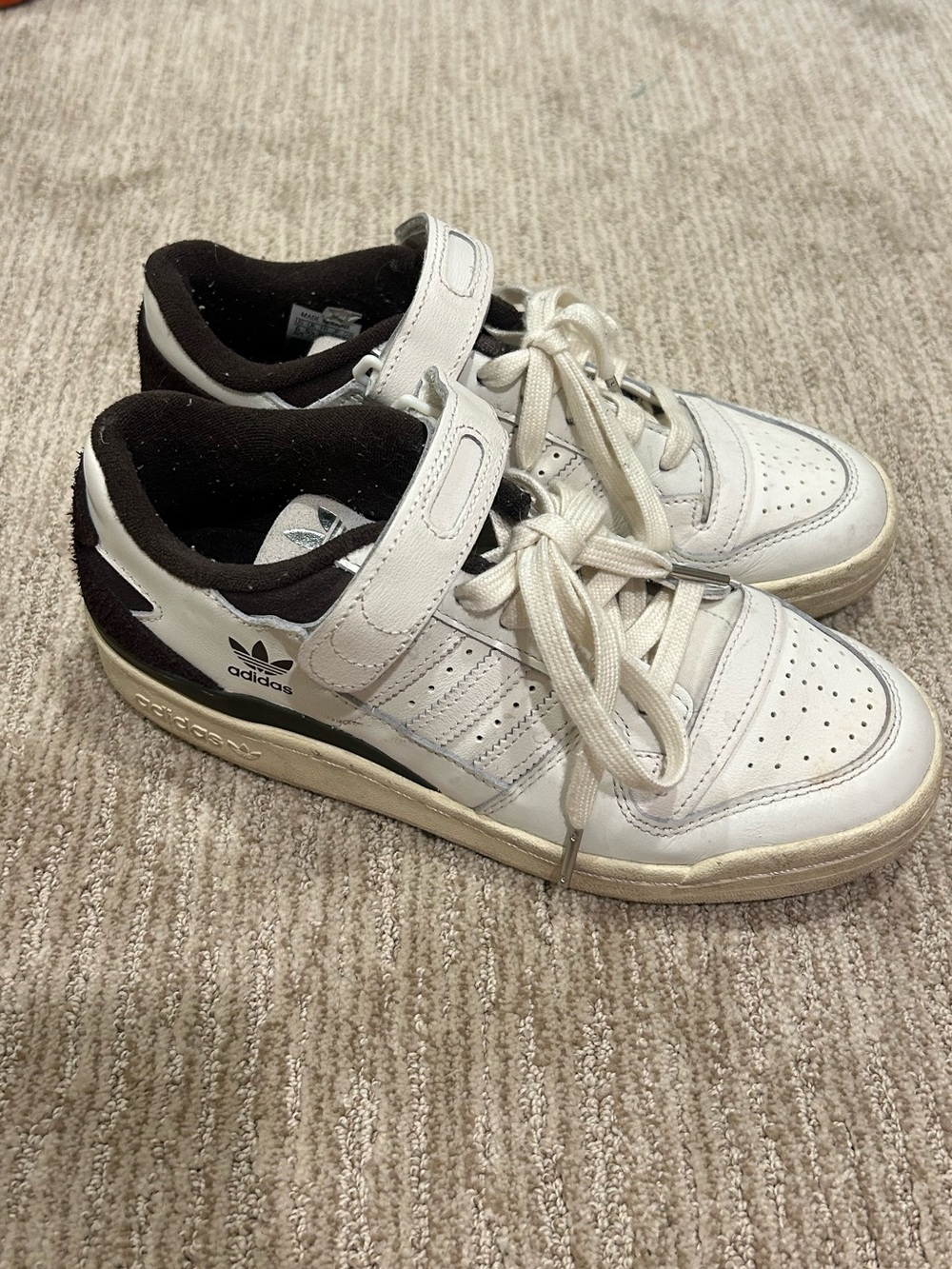 Adidas White and Brown Low-Top Velcro Lace Sneakers